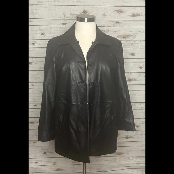 London Fog Jackets & Blazers - London Fog mob wife black leather jacket Size Large